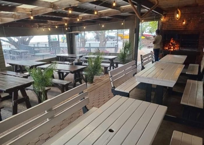 seating with tarp and canvas